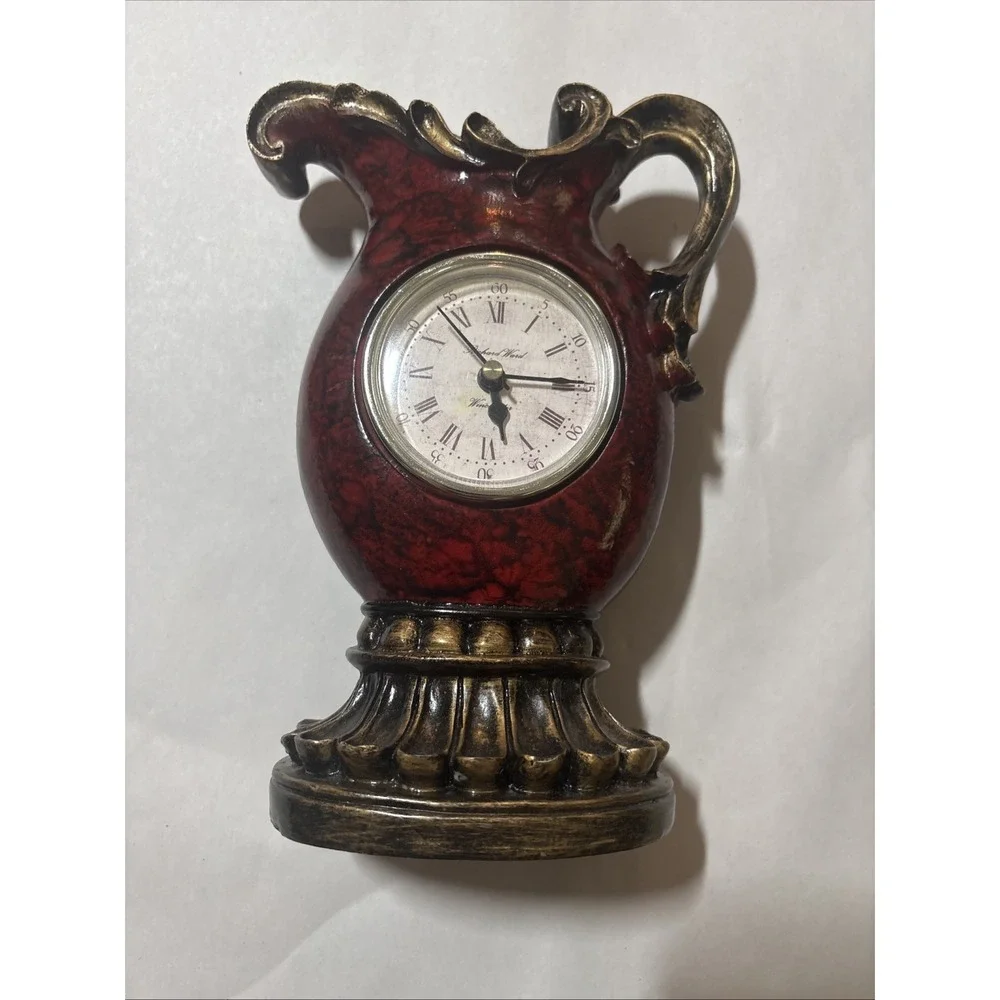 Vintage Richard Ward Winchester Mantel Clock Victorian Pitcher Red EUC